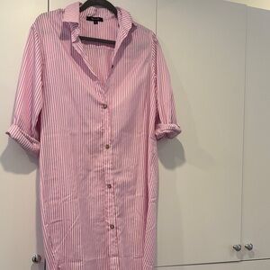 Striped Pink and White Button-Up Top by Yanake